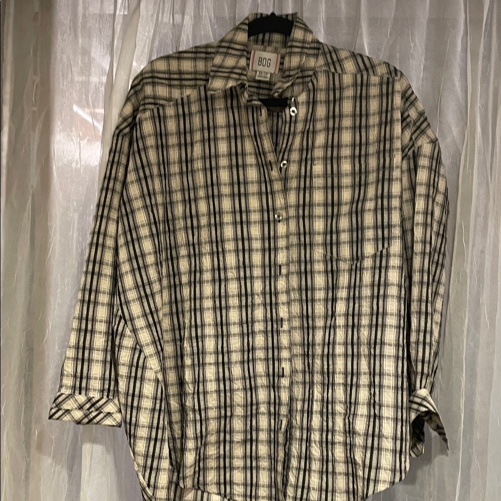 BDG Beige and Black Stripe Button Down Shirt